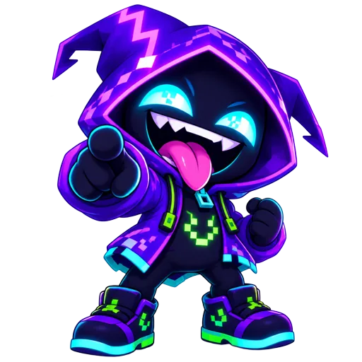 Glitch the digital creature looking taunt